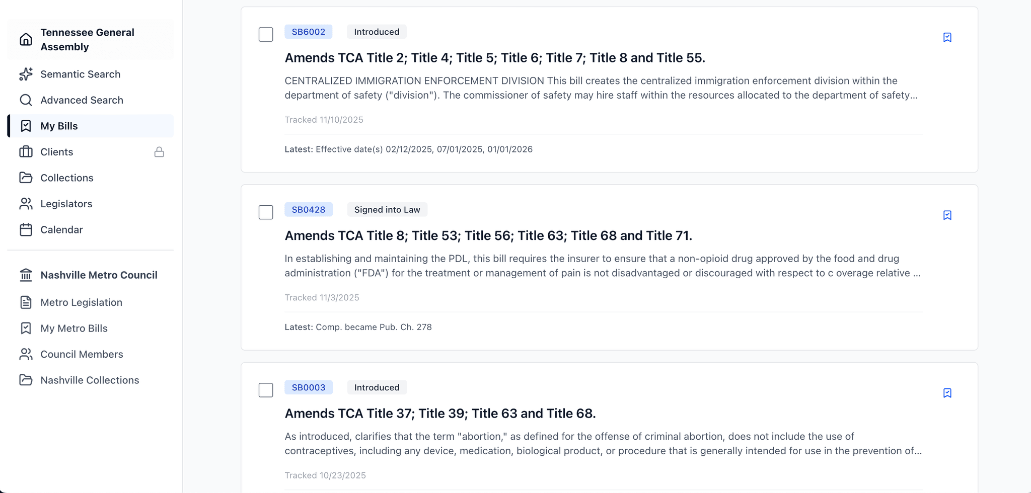 Bills List with AI Summaries
